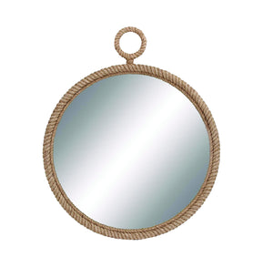 Round Shaped Adorable 36" Wooden Pier Rope Clear Glass Mirror