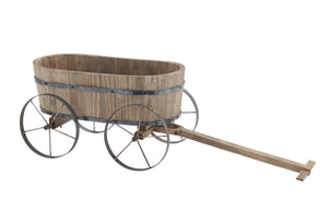 Attractive Styled Wood Metal Wagon Planter