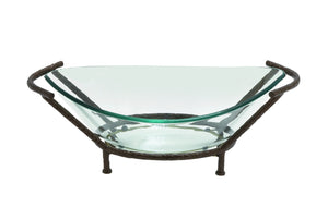 Oval-shaped glass with  metal stand