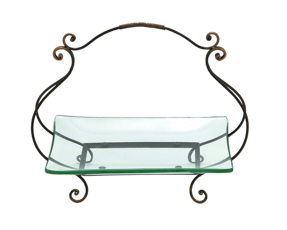 Glass plate with basket style swivel handle