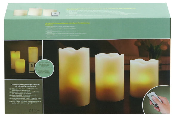 Yellowish Shaded Led Wax Candle Remote Set