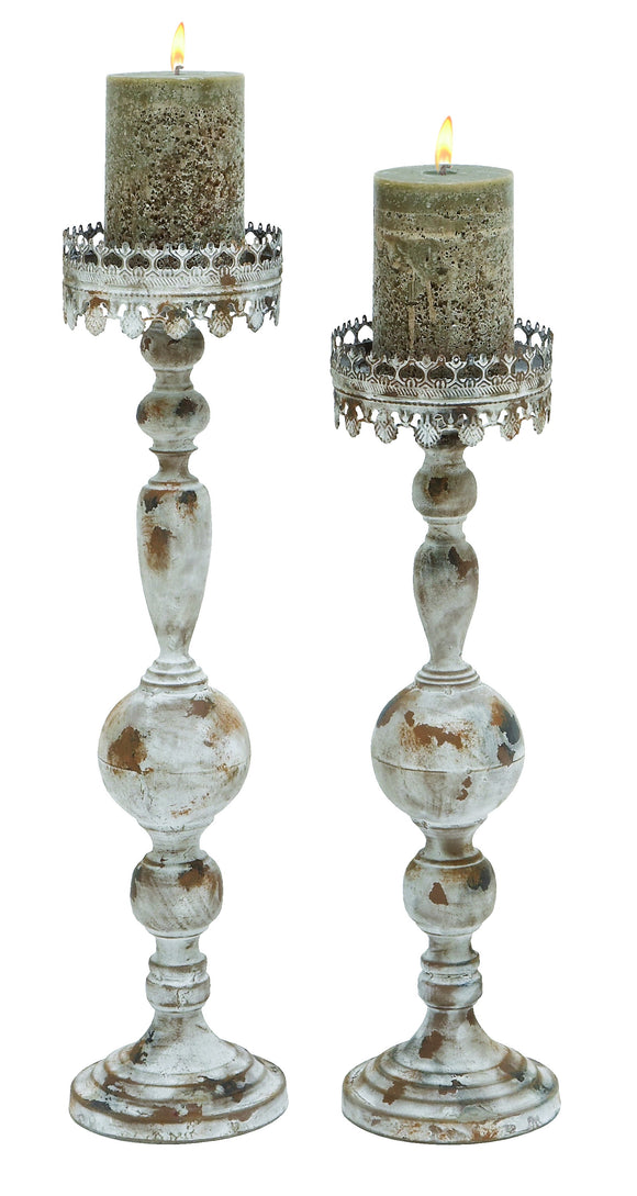 Milan Victorian Style Candle Holder With Rusted Iron Base