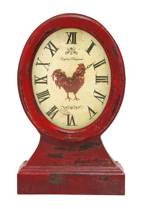 Farmer Themed Table Top Clock In Vintage Wood