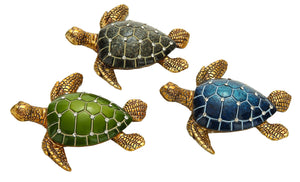 Table Top Polystone Turtle 3 Assorted 5"W, 1"H Statue