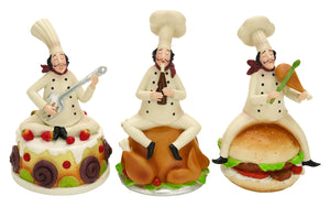 Fat Chef - Polystone Chef 3 Assorted 8"H, 4"W