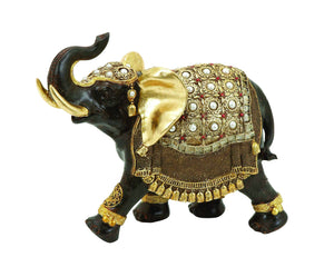 Polystone Elephant with Intricate Detailing and Carvings