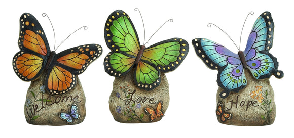 COLORFUL POLYSTONE BUTTERFLY 3 ASST