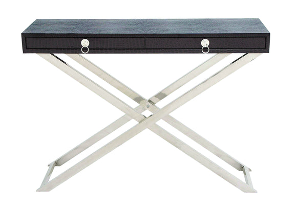 Sleek Console Table in Brown & Silver Finish