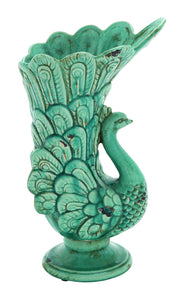 Ceramic made elegant peacock vase