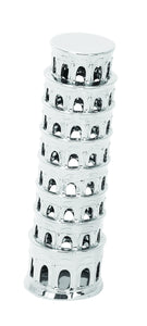 Ceramic Silver Vase Modeled Like Leaning Tower of Pisa