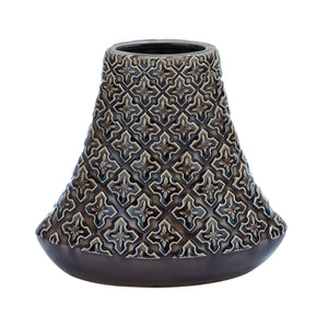 Crackled Bell Shaped Vase in Brown Glossy Finish