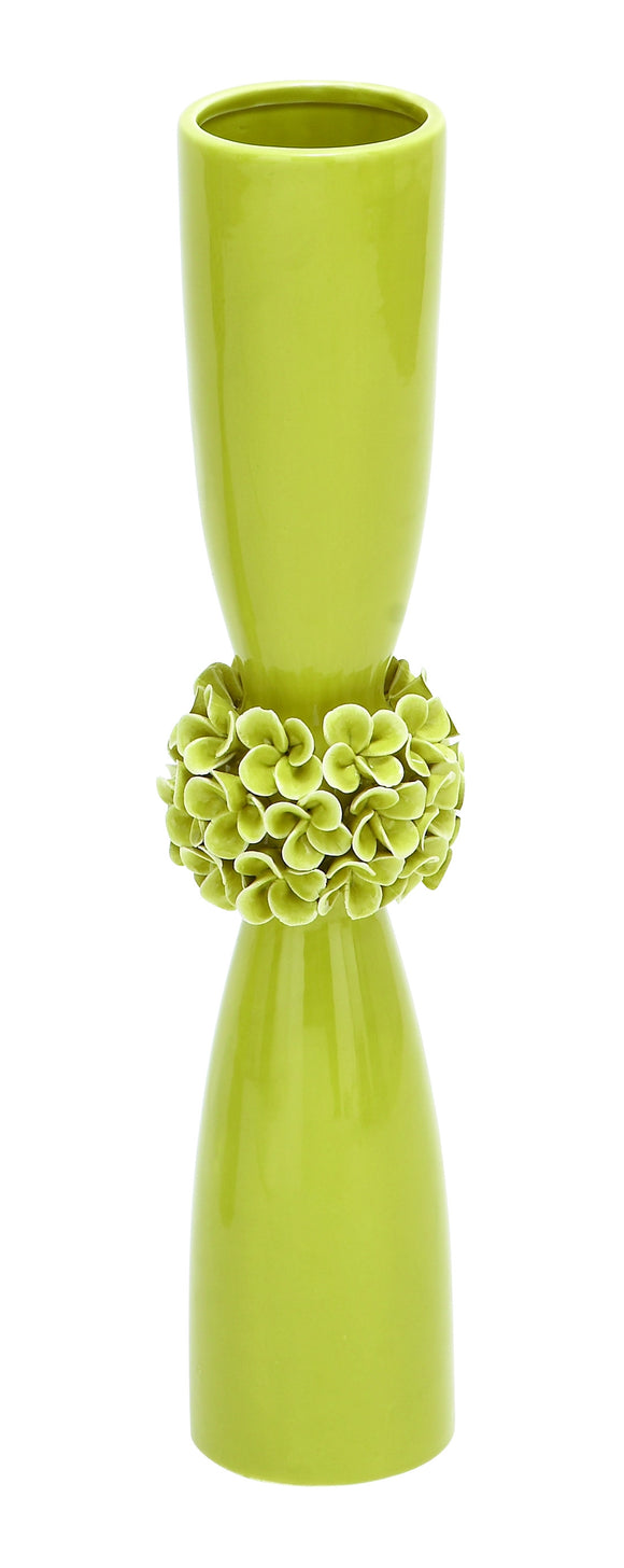 Trendy Classic Ceramic Hourglass Shaped Light Green Vase