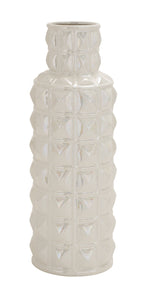 Well Carved Fancy Ceramic Pearl White Vase