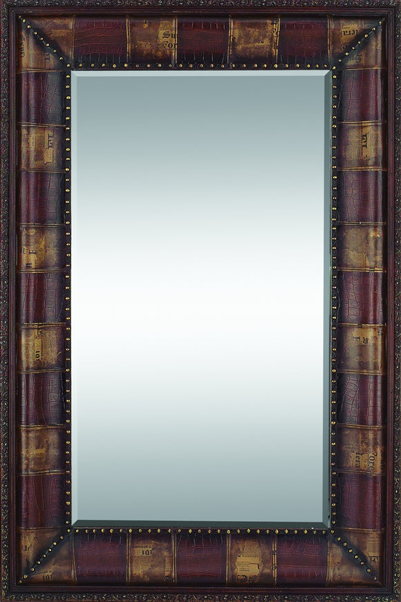 70 INCHES HIGH RECTANGULAR WOOD LEATHER MIRROR