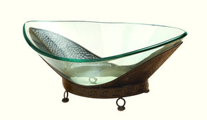 GLASS BOWL METAL STAND MADE OF QUALITY THICK GLASS