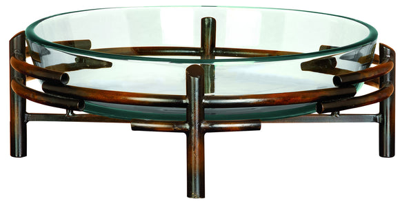 GLASS BOWL METAL STAND BEAUTIFULLY SCULPTURED