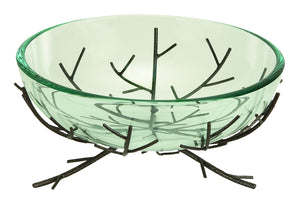 GLASS BOWL METAL STAND ULTIMATE MODERN FURNITURE BLEND