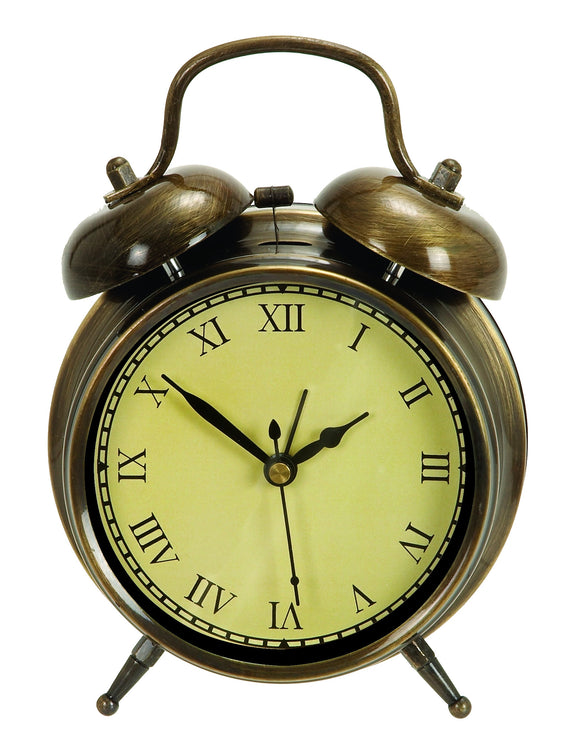 METAL TABLE CLOCK ANTIQUE BRASS