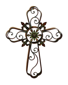 METAL CROSS DECOR WITH RELIGIOUS BLEND