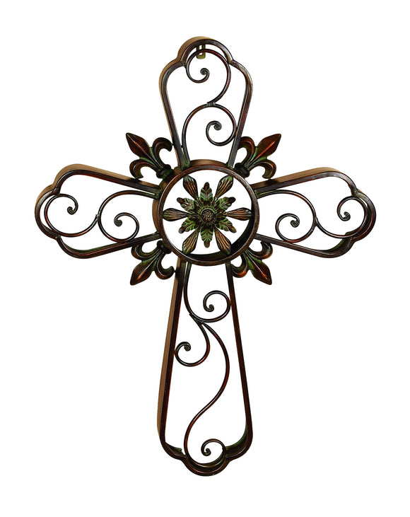 METAL CROSS DECOR WITH RELIGIOUS BLEND