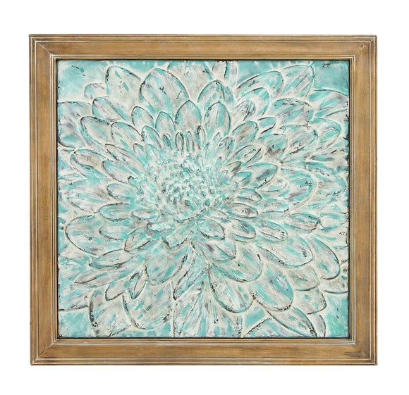 Metal wood floral wall plaque