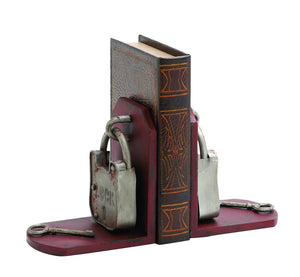 Metal lock and key bookend