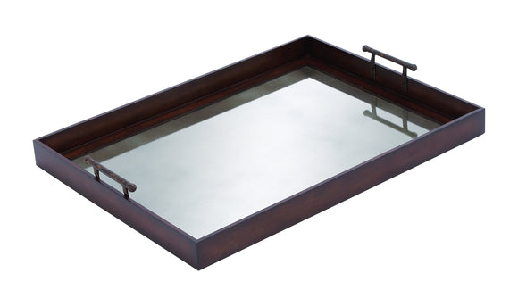 Wooden mirror rectangle- shaped tray