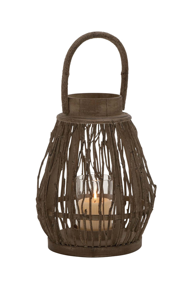 Attractive drum Shaped Wood Glass Lantern