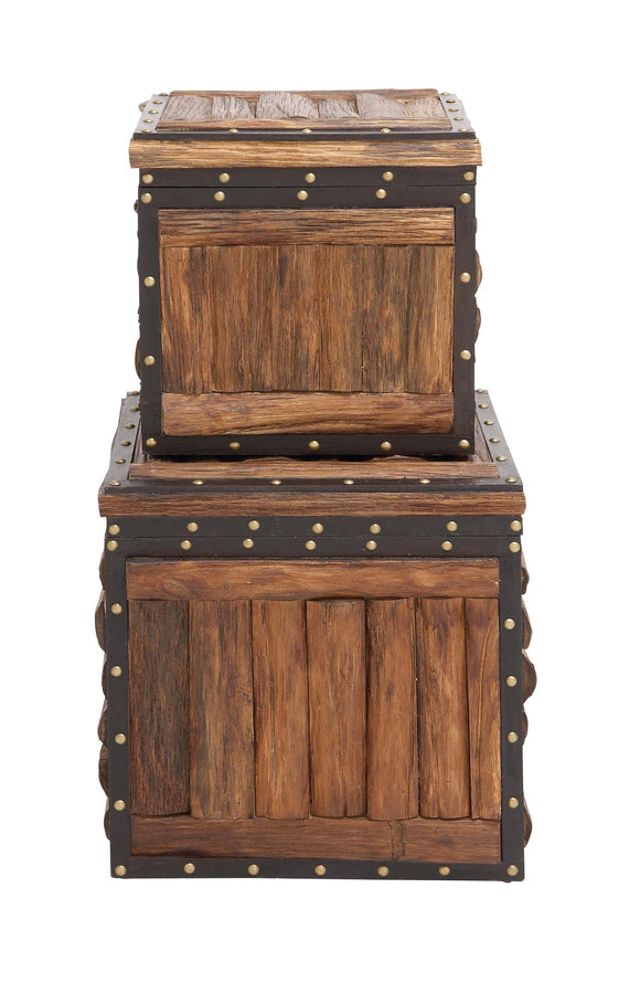 The Stunning Set of 2 Wood Leather Trunk