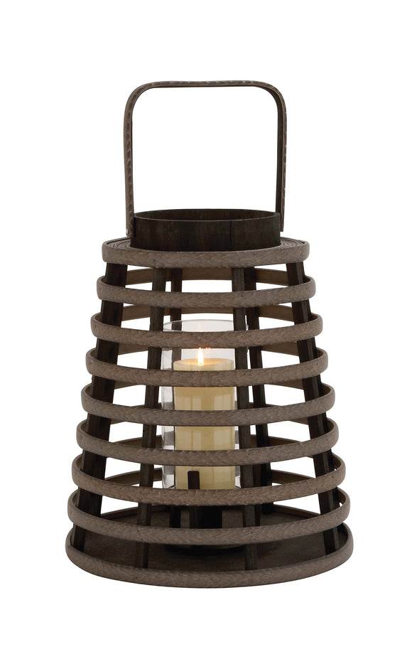 Brown Polished Attractive Wood Glass Lantern