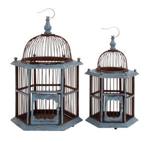 The Rustic Set of 2 Wood Birdcage