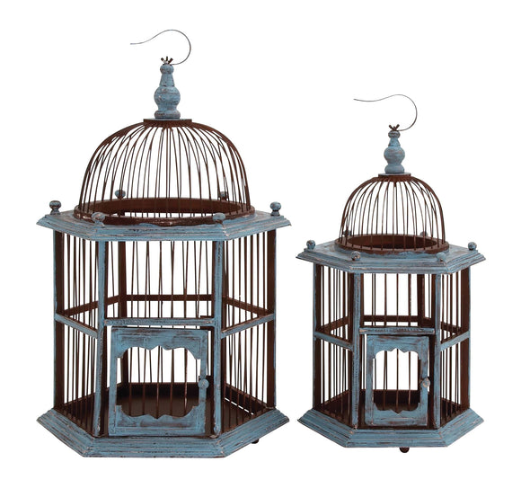 The Rustic Set of 2 Wood Birdcage