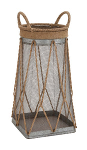 Customary Styled Classy Metal Jute Basket