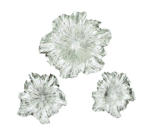 Set of 3 Silver floral wall plaque