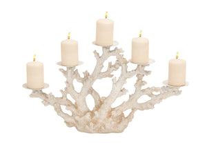 Striking Styled Polystone Metal Coral Candle Holder