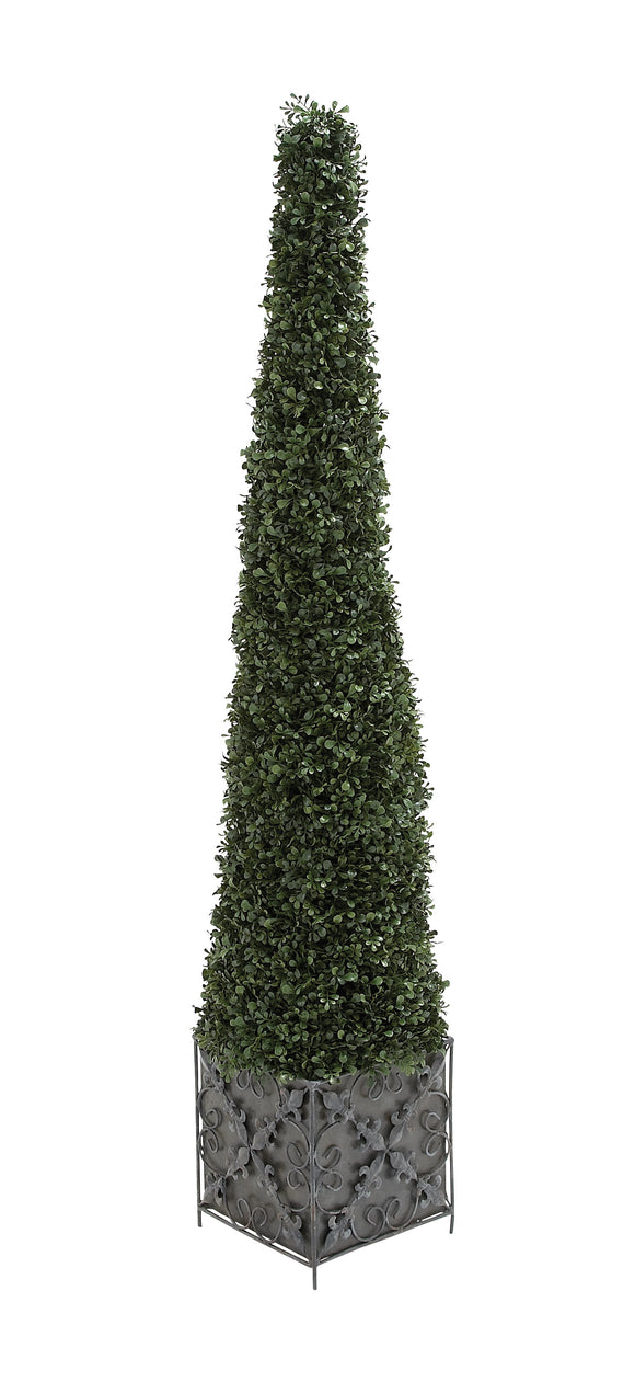 The Lifelike PVC Boxwood Metal Planter