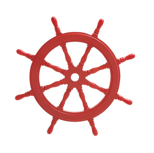 Red Polished Attractive Wood Ship Wheel