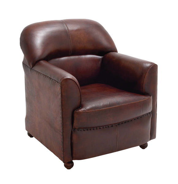 The Smooth Wood Leather Arm Chair