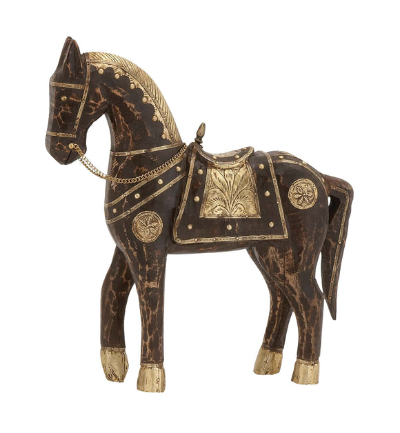 Attractive Well Designed Wood Brass Horse