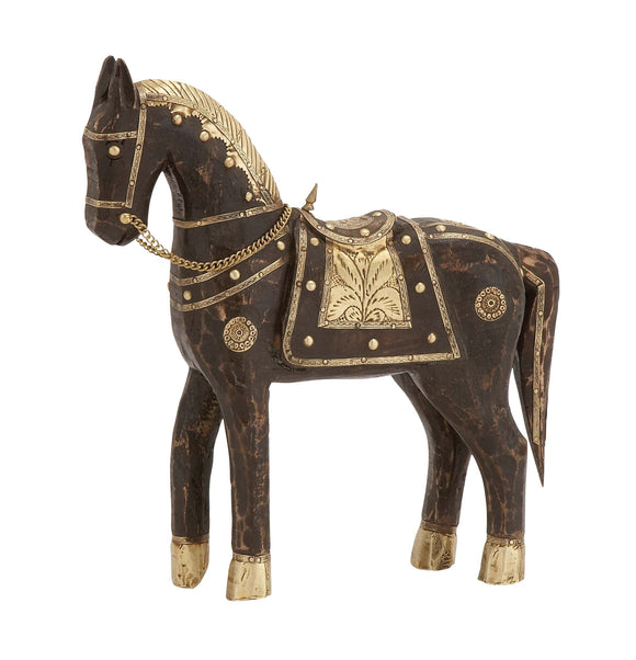 The Studded Wood Brass Horse