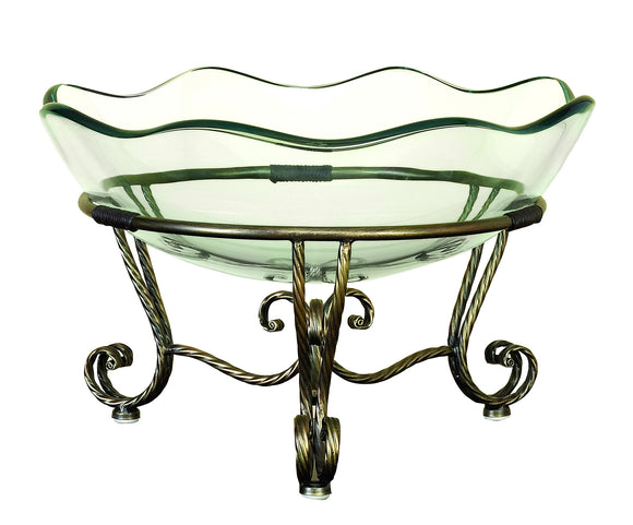 GLASS BOWL METAL STAND WITH BRONZE- GOLDEN FINISH