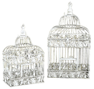 METAL BIRD CAGE S/2 PARAKEET BIRDS CAGES