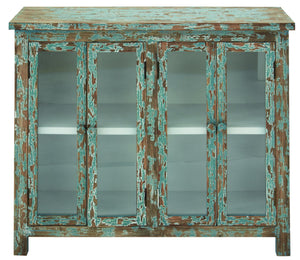 Wooden glass multiple shelves cabinet