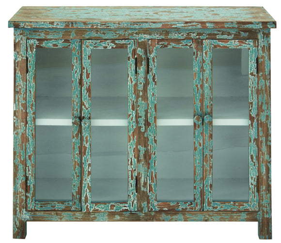 Wooden glass multiple shelves cabinet