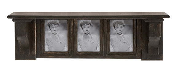 Black Polished 3 Framed Wood Picture Shelves