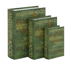 The Bold Green Set of 3 Wood Canvas Book Box