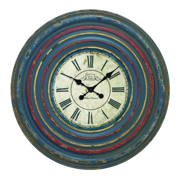 Wall Clock in Circular off White Dial and Blue Roman Numeral