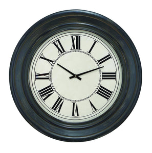 Wall Clock in Dark Brown Finish and Black Roman Numerals