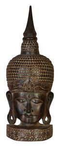 WOOD BUDDHA HEAD RELIGIOUS BLEND DECOR