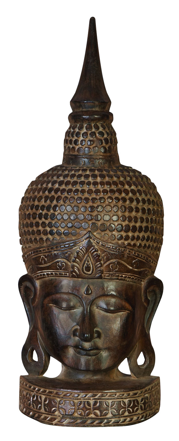 WOOD BUDDHA HEAD RELIGIOUS BLEND DECOR